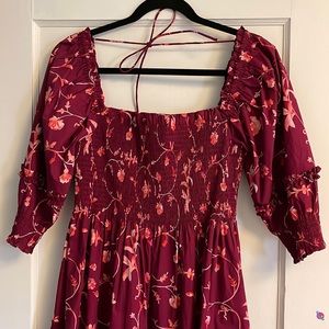 Hill House Nesli Nap Dress in Burgundy Botanical